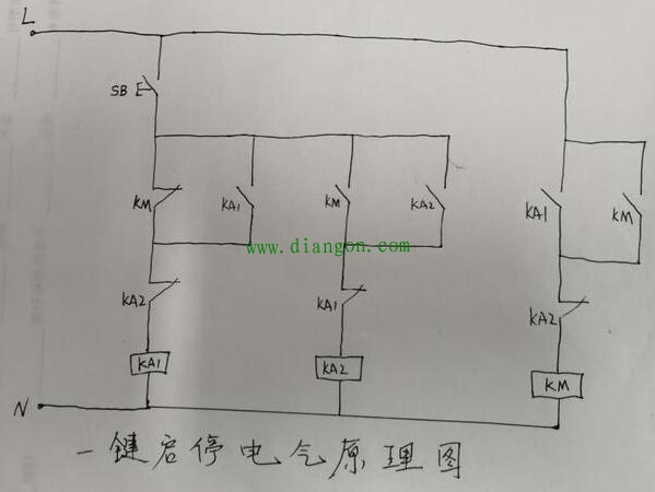 一键启停电路图动作原理图解 