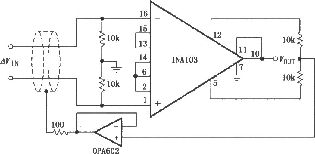 具有屏蔽层驱动的仪表放大器(INA103
