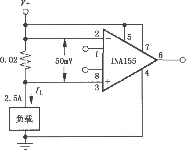由INA155／156构成用于检测负载电流大小的单电源