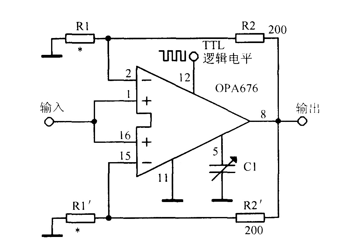 使用宽带开关输入运算放大器OPA676的增益可编程