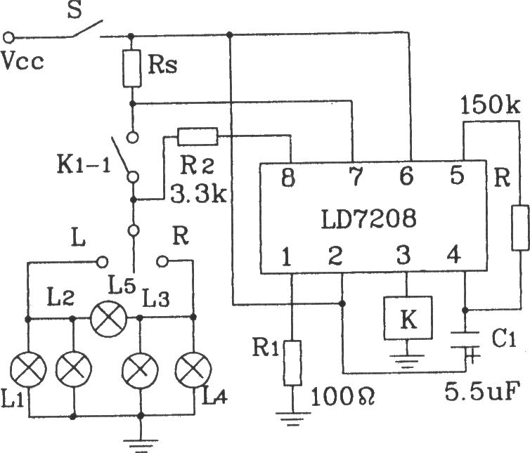 LD7208汽车转弯报警专用集成电路典型