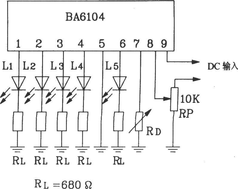 BA6104五位LED电平表驱动集成电路基本