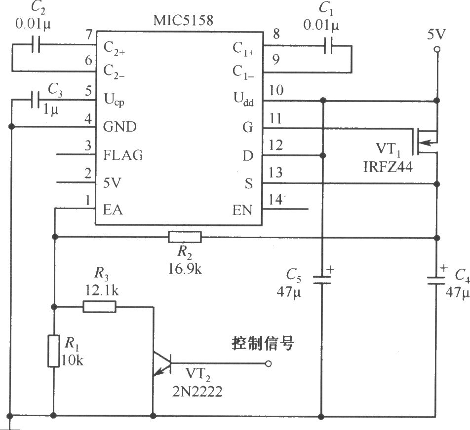MIC5158构成的输出电压可选择的线性稳