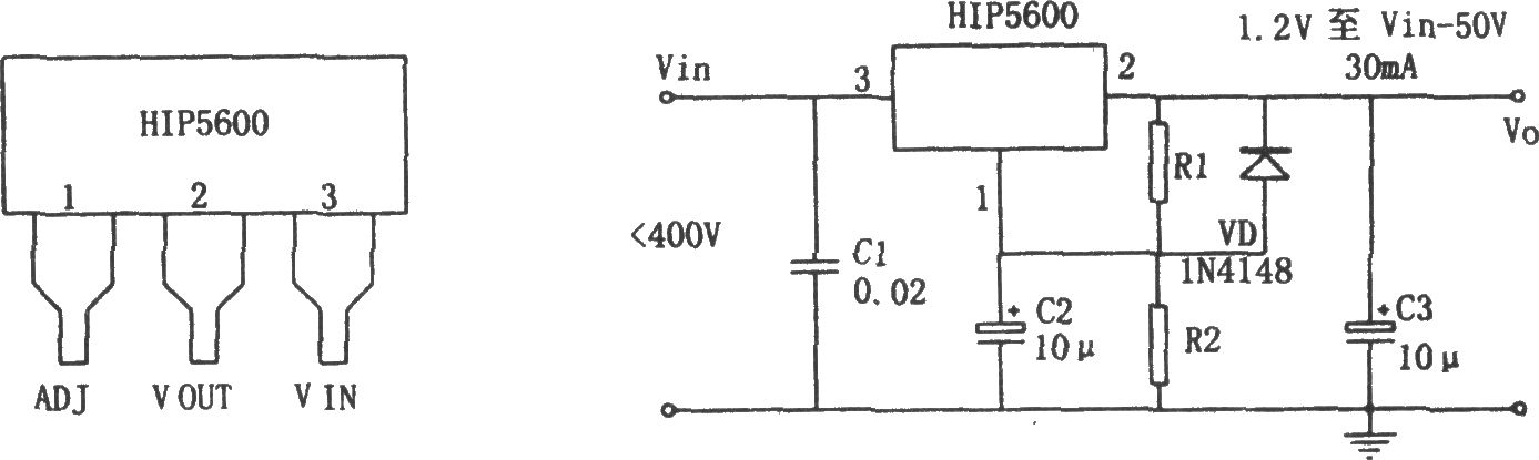 用高压线性稳睚器HIP5600构成的小功率无变压器稳