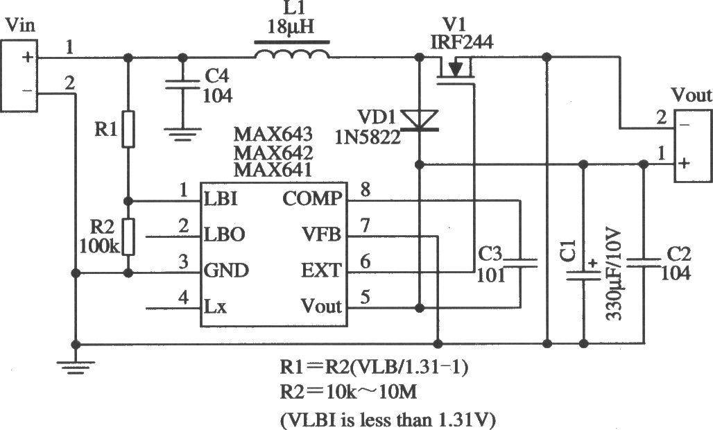 MAX641/MAX642构成的外加功率开关管的典